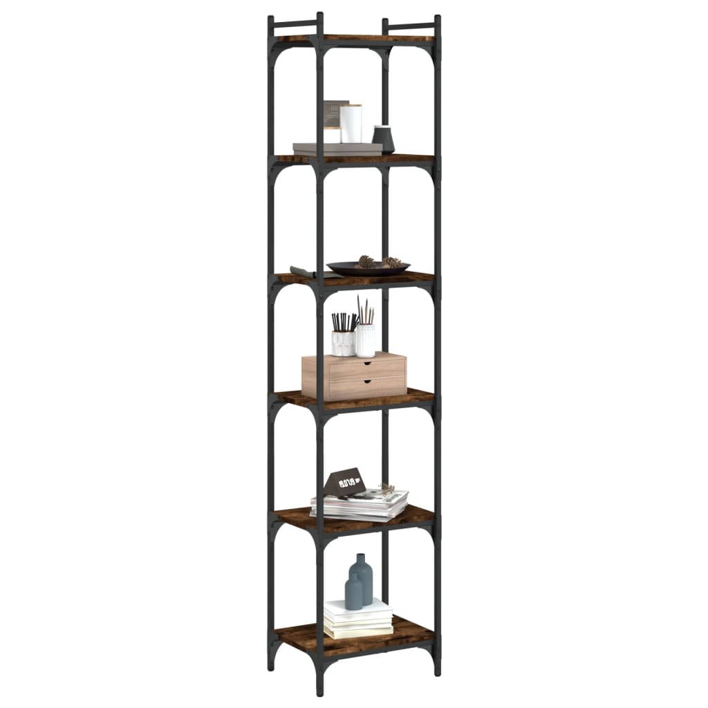 vidaXL Bookcase 6-Tier Smoked Oak 40x30x188 cm Engineered Wood 3