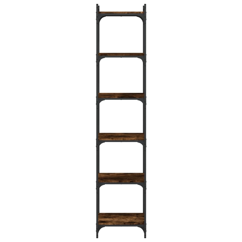 vidaXL Bookcase 6-Tier Smoked Oak 40x30x188 cm Engineered Wood 4