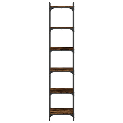 vidaXL Bookcase 6-Tier Smoked Oak 40x30x188 cm Engineered Wood 4