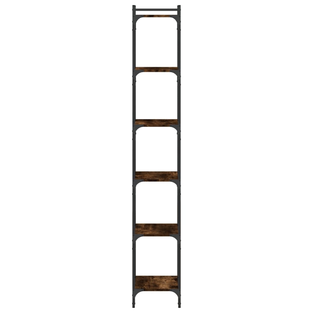 vidaXL Bookcase 6-Tier Smoked Oak 40x30x188 cm Engineered Wood 5