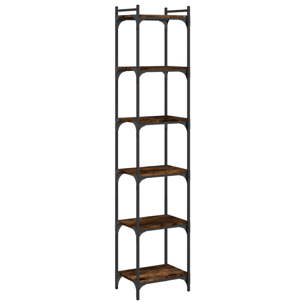 vidaXL Bookcase 6-Tier Smoked Oak 40x30x188 cm Engineered Wood 6