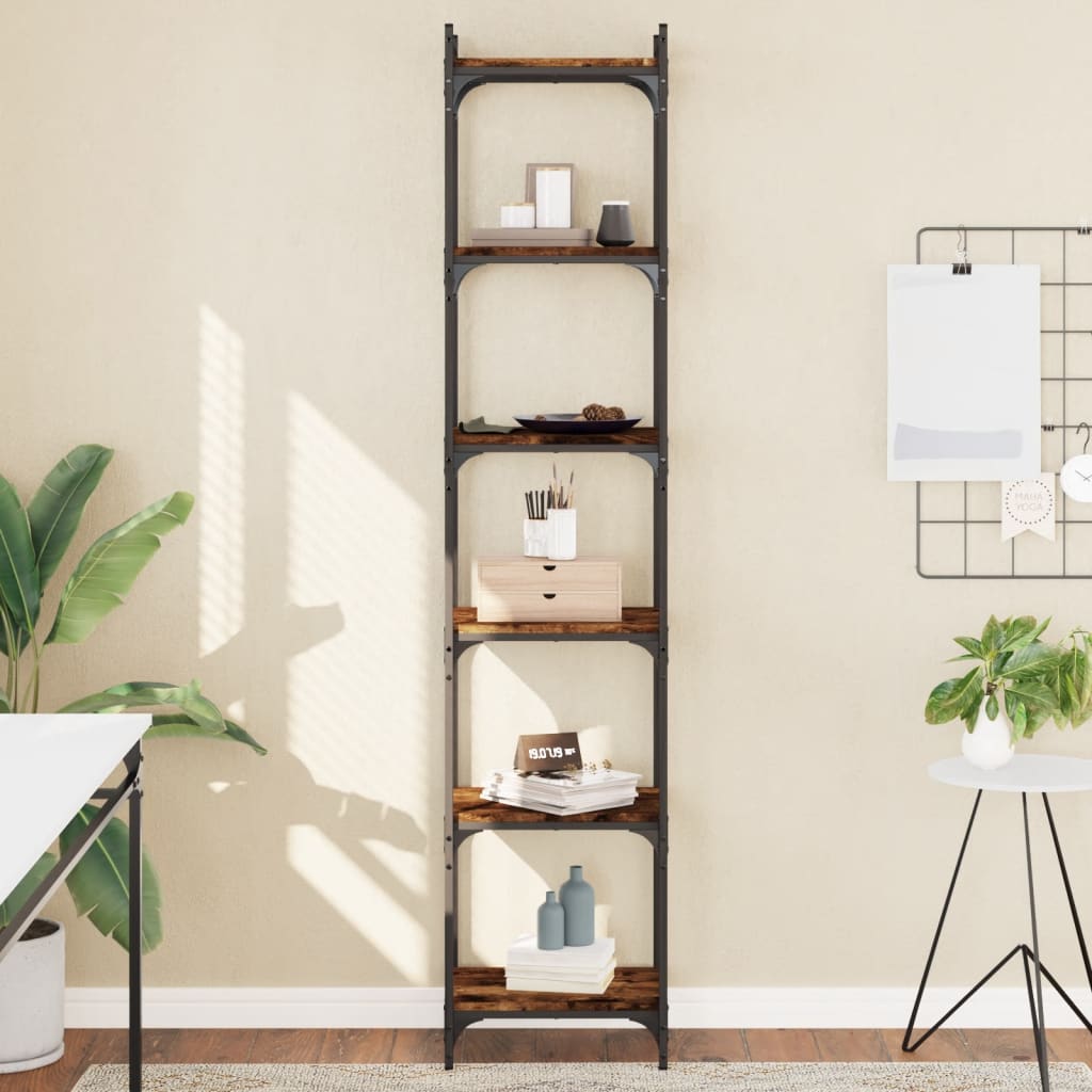 vidaXL Bookcase 6-Tier Smoked Oak 40x30x188 cm Engineered Wood 1