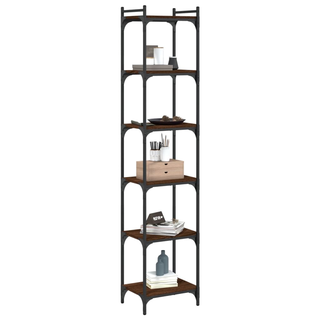 vidaXL Bookcase 6-Tier Brown Oak 40x30x188 cm Engineered Wood 3