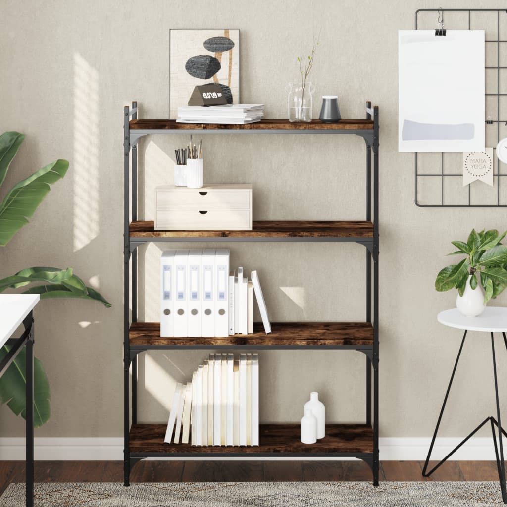 Bookcase 3-Tier 80x30x86 cm Engineered Wood Smoked oak 120 cm