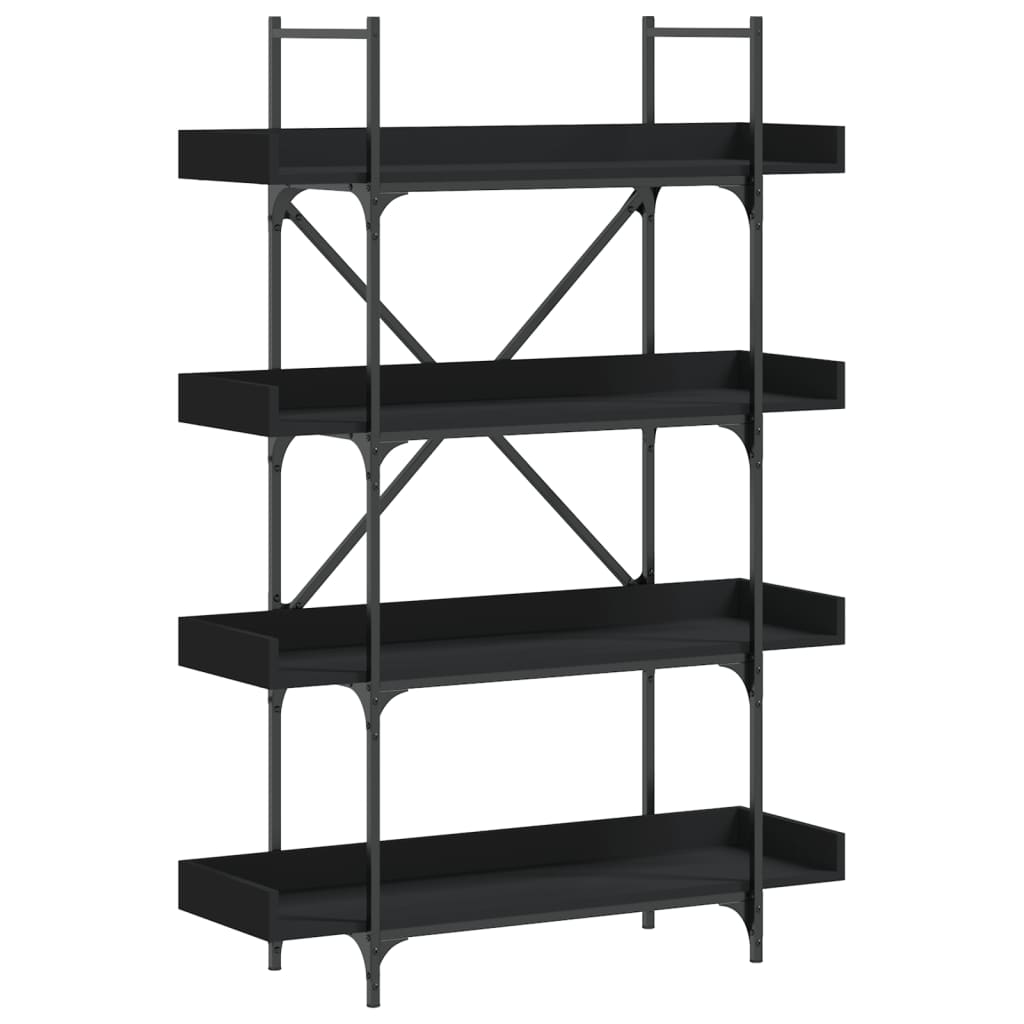 vidaXL Bookcase 4-Tier Black 100x33x145.5 cm Engineered Wood 2