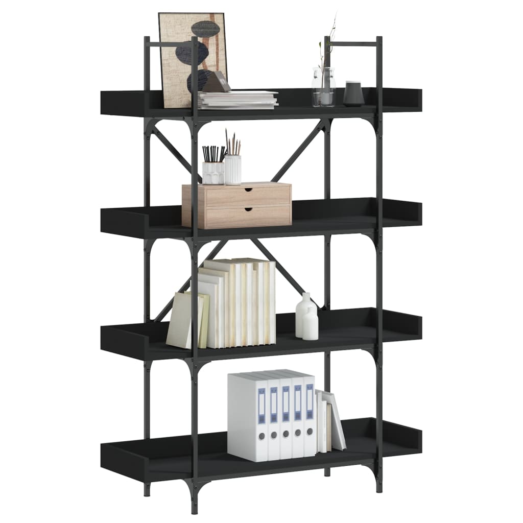 vidaXL Bookcase 4-Tier Black 100x33x145.5 cm Engineered Wood 1