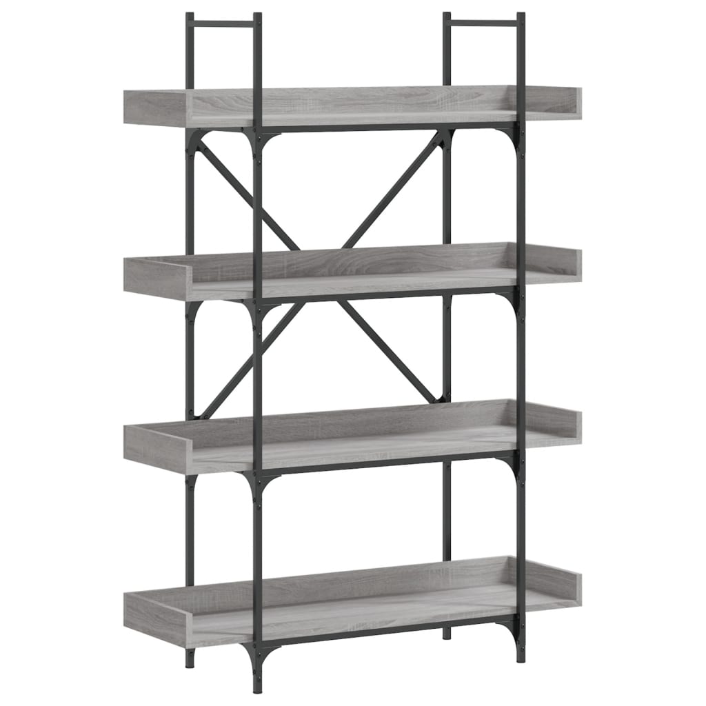 vidaXL Bookcase 4-Tier Grey Sonoma 100x33x145.5 cm Engineered Wood 2