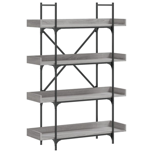 vidaXL Bookcase 4-Tier Grey Sonoma 100x33x145.5 cm Engineered Wood 2