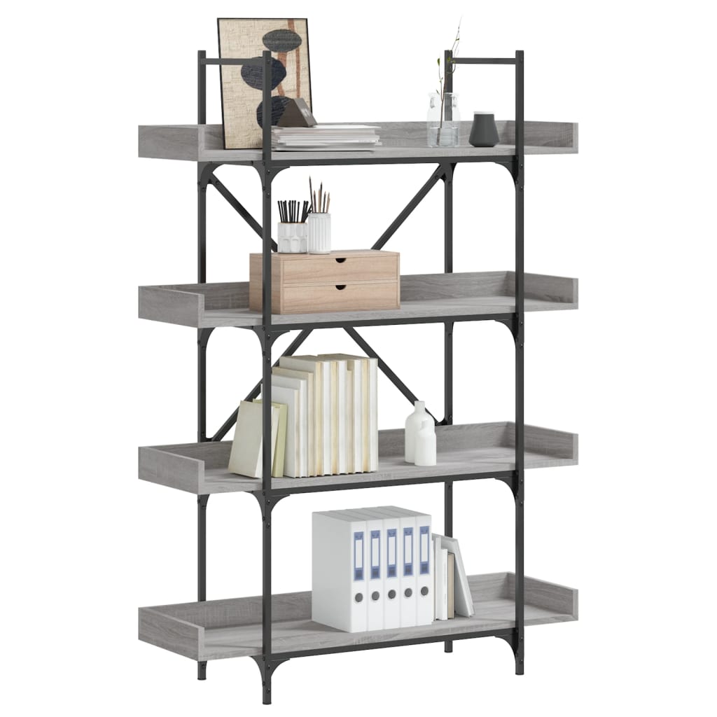 vidaXL Bookcase 4-Tier Grey Sonoma 100x33x145.5 cm Engineered Wood 1