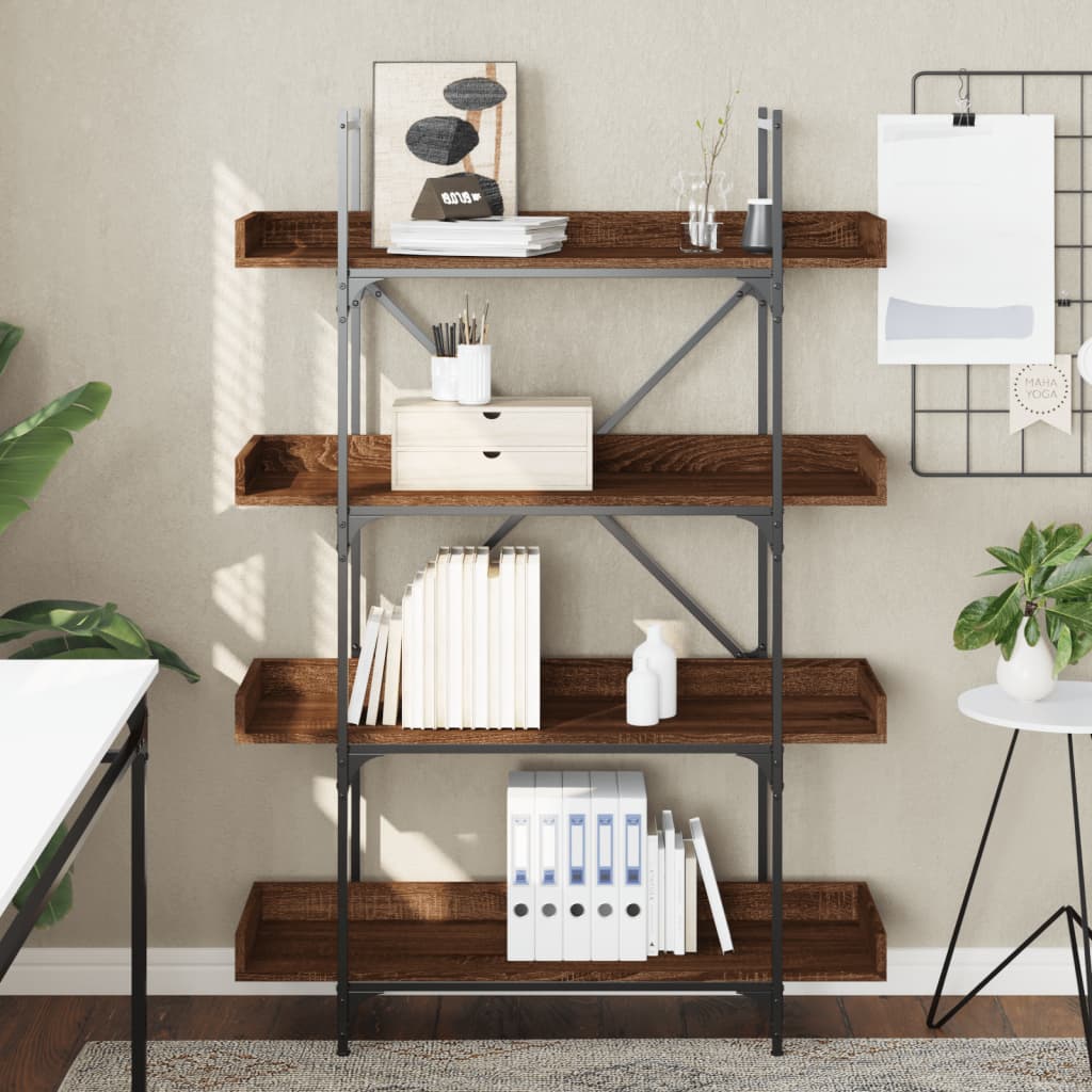 vidaXL Bookcase 4-Tier Brown Oak 100x33x145.5 cm Engineered Wood 3