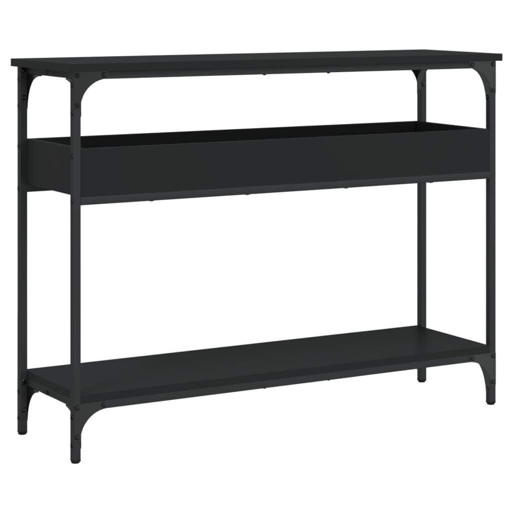 vidaXL Console Table with Shelf Black 100x29x75cm Engineered Wood 2