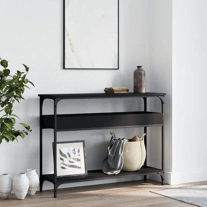 vidaXL Console Table with Shelf Black 100x29x75cm Engineered Wood 3