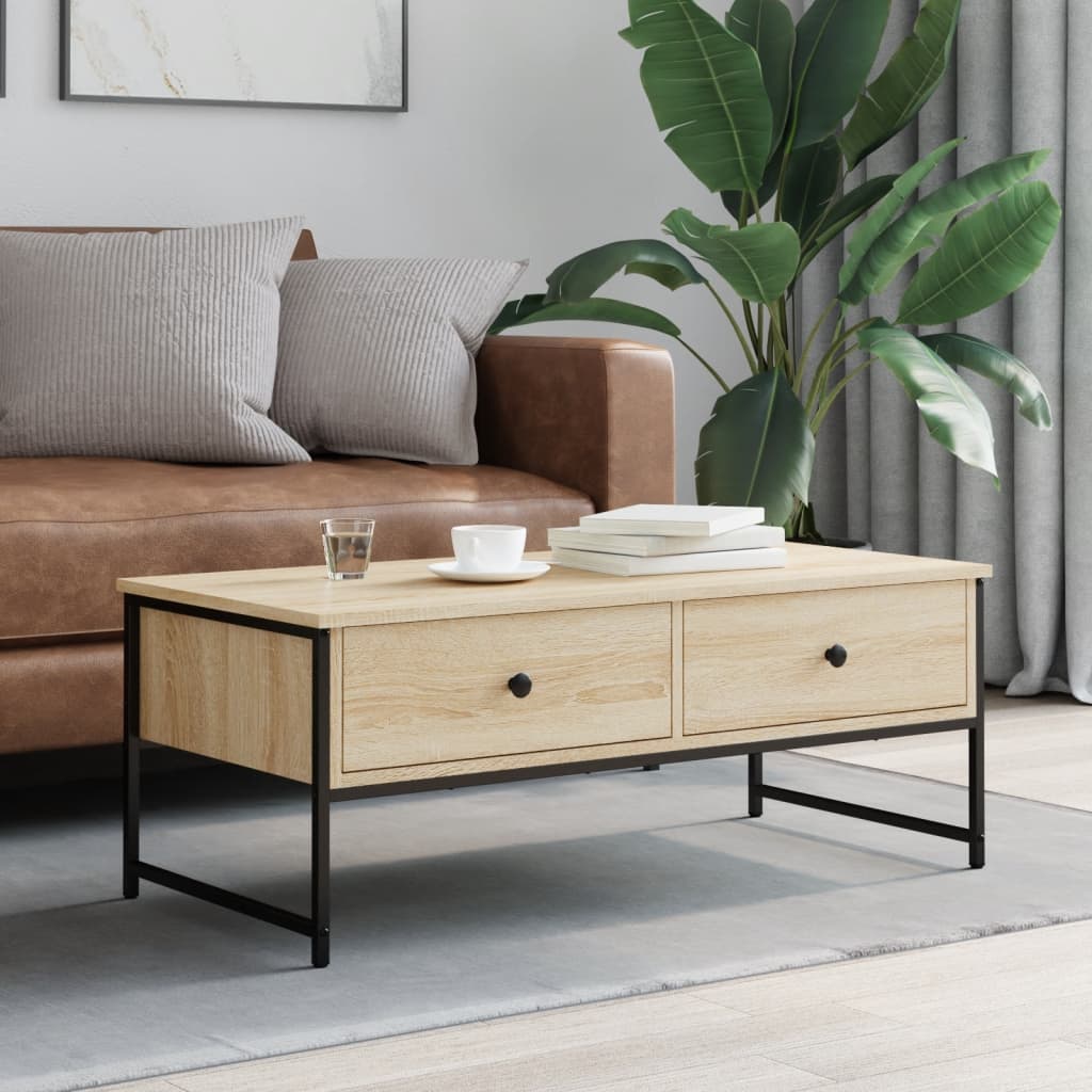 vidaXL Coffee Table Sonoma Oak 101x49x39,5 cm Engineered Wood 3
