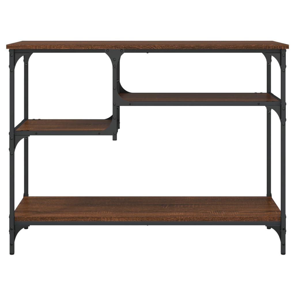 vidaXL Console Table with Shelves Brown Oak 100x35x75 cm 4