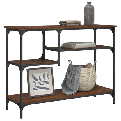 vidaXL Console Table with Shelves Brown Oak 100x35x75 cm 1