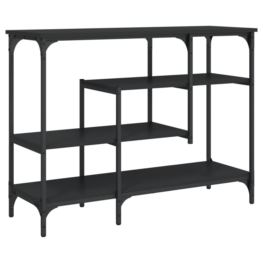 vidaXL Console Table with Shelves Black 100x35x75 cm 2