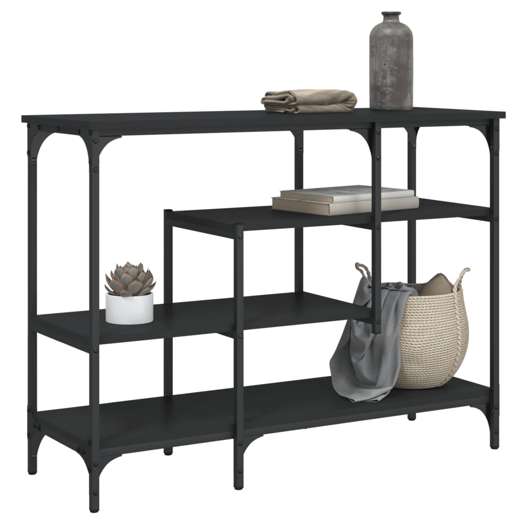vidaXL Console Table with Shelves Black 100x35x75 cm 1