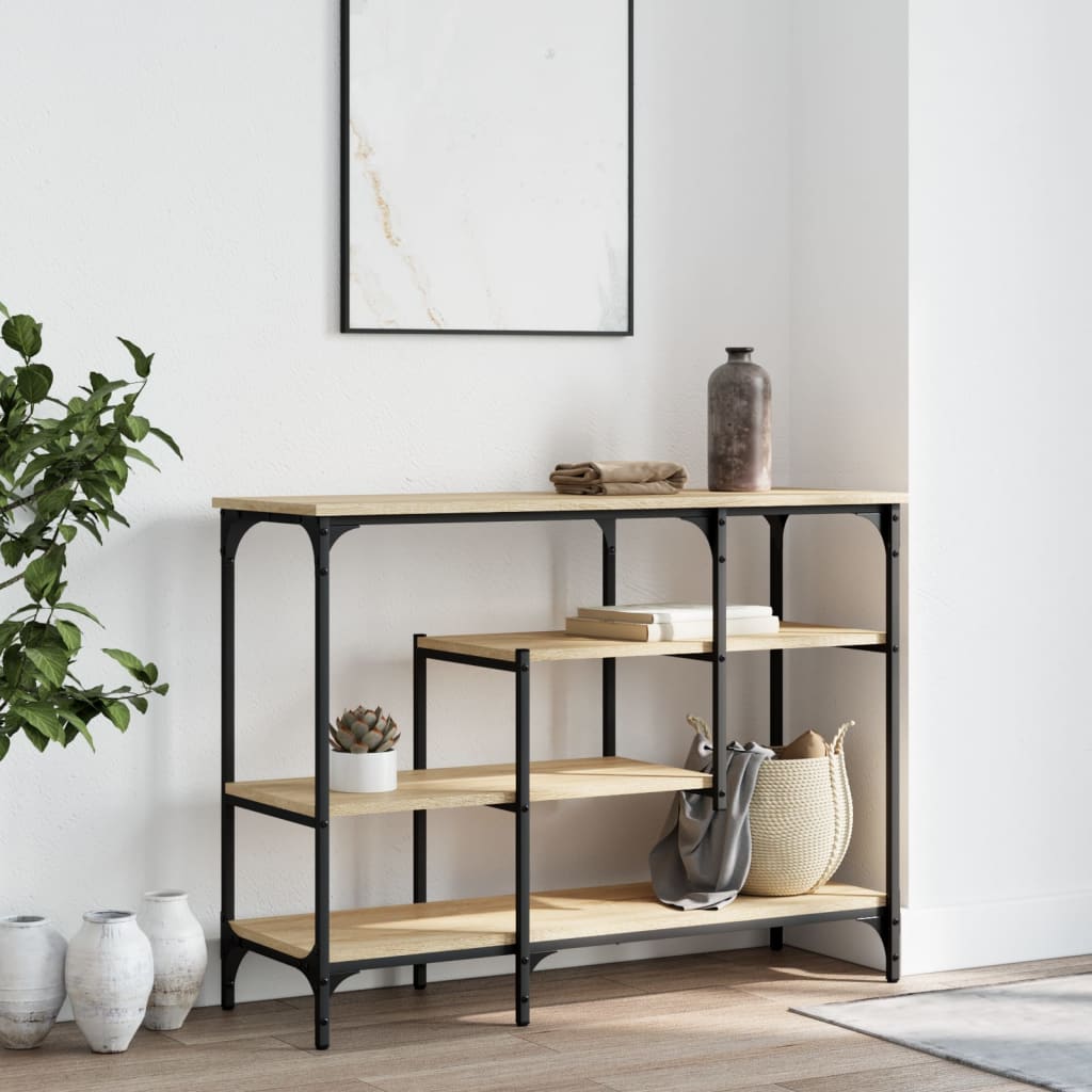vidaXL Console Table with Shelves Sonoma Oak 100x35x75 cm 3