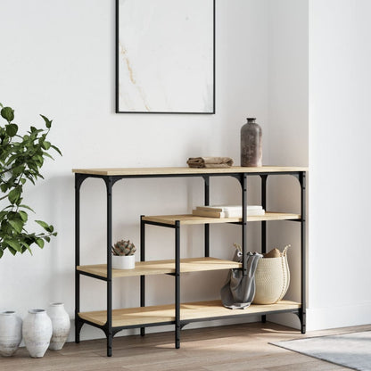 vidaXL Console Table with Shelves Sonoma Oak 100x35x75 cm 3