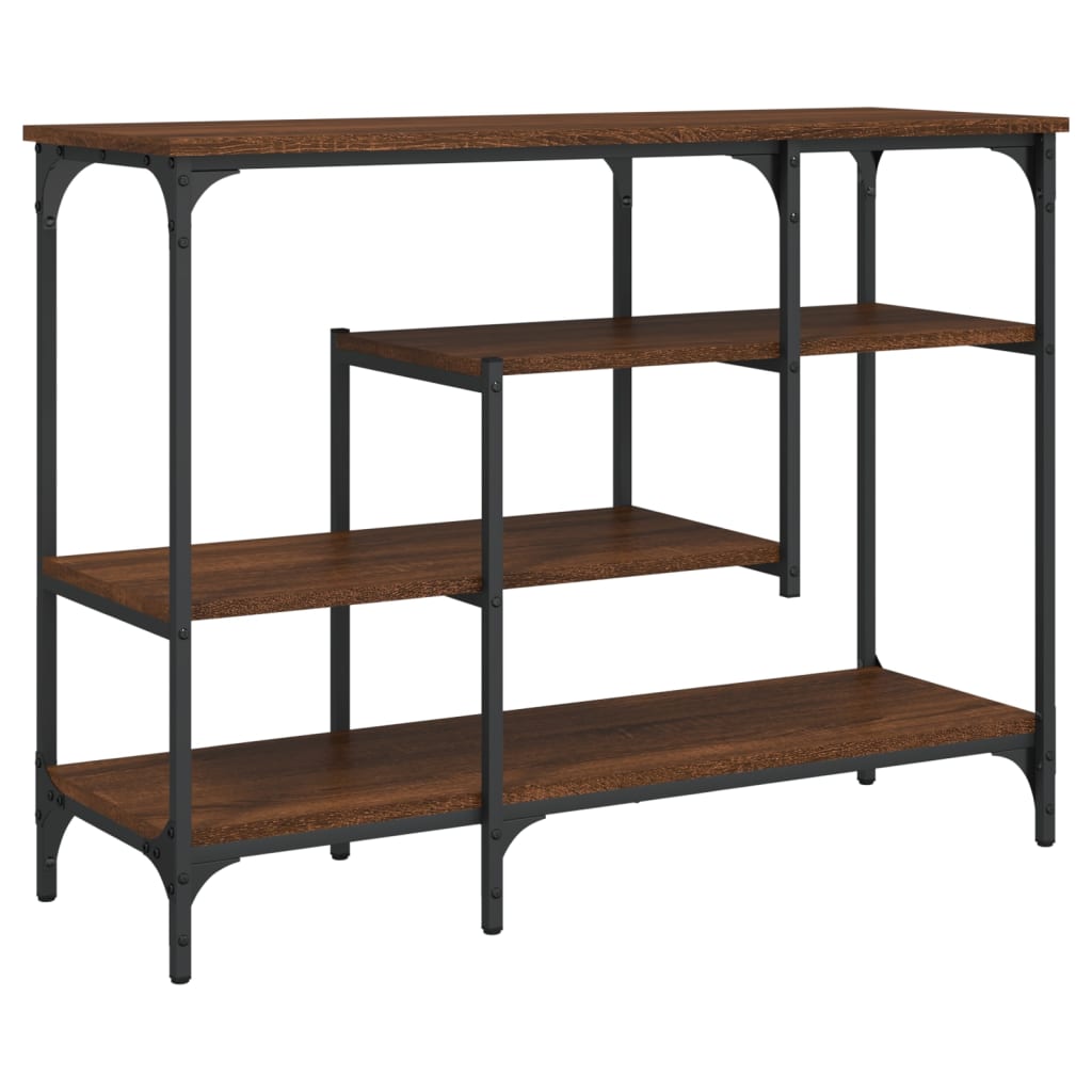 vidaXL Console Table with Shelves Brown Oak 100x35x75 cm 2