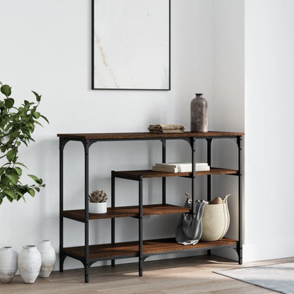 vidaXL Console Table with Shelves Brown Oak 100x35x75 cm 3