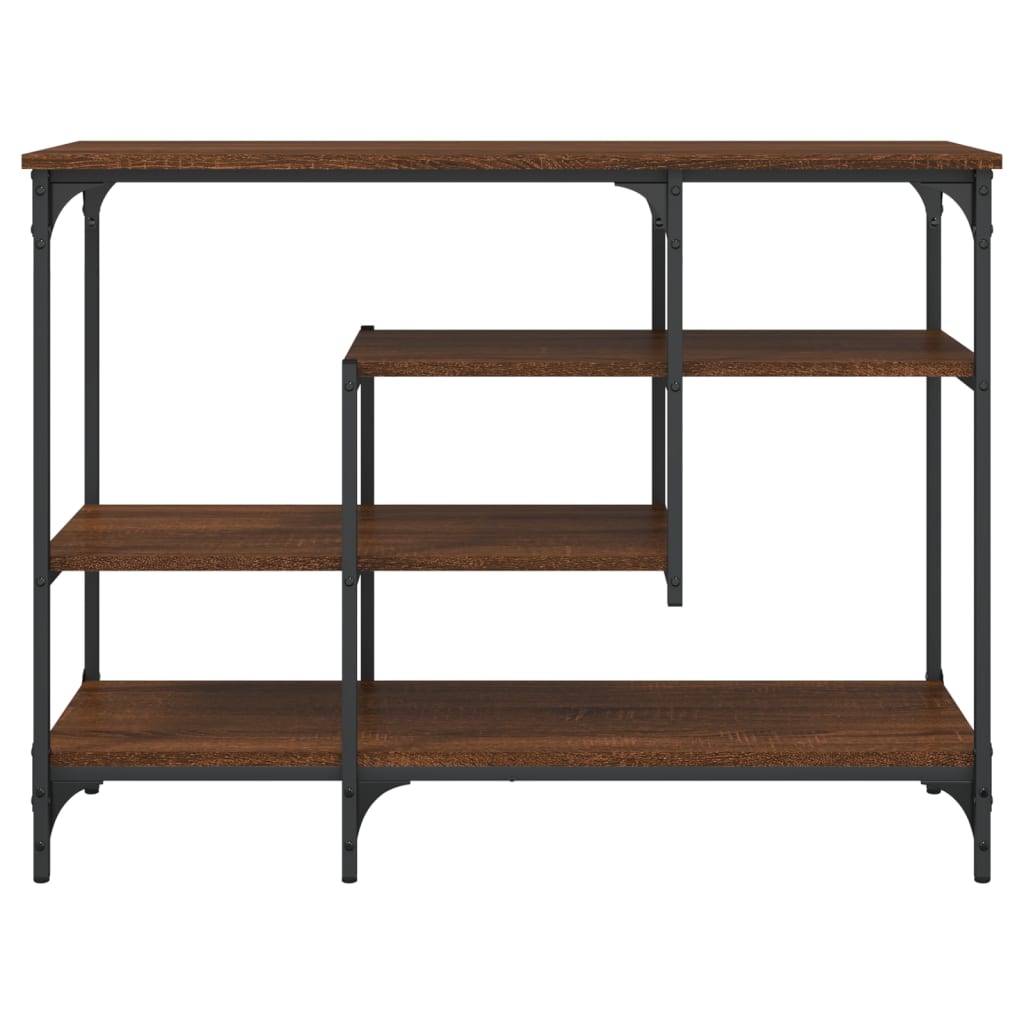 vidaXL Console Table with Shelves Brown Oak 100x35x75 cm 4