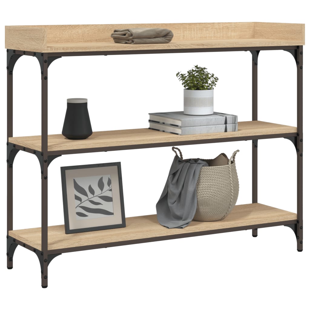 vidaXL Console Table with Shelves Sonoma Oak 100x30x80 cm 3