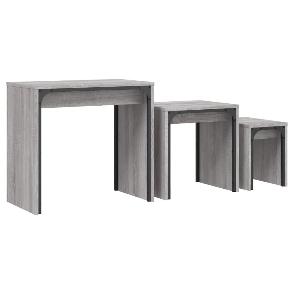 vidaXL Nesting Coffee Tables 3 pcs Grey Sonoma Engineered Wood 2