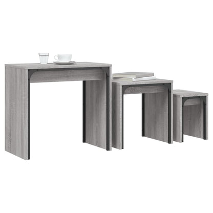 vidaXL Nesting Coffee Tables 3 pcs Grey Sonoma Engineered Wood 3