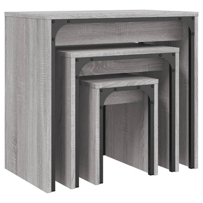 vidaXL Nesting Coffee Tables 3 pcs Grey Sonoma Engineered Wood 4