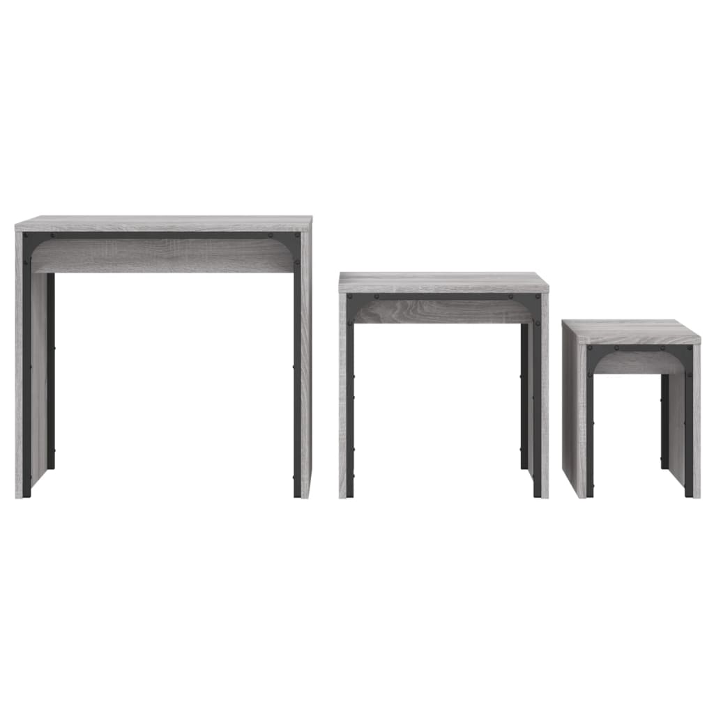 vidaXL Nesting Coffee Tables 3 pcs Grey Sonoma Engineered Wood 5