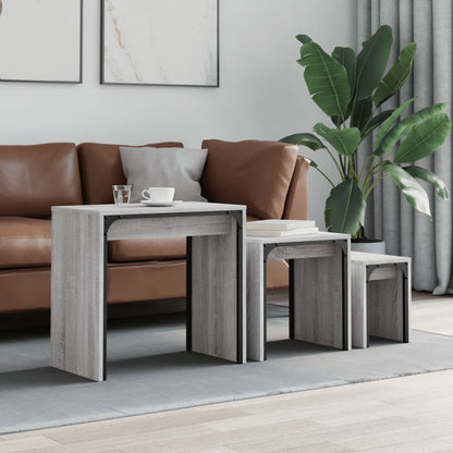 vidaXL Nesting Coffee Tables 3 pcs Grey Sonoma Engineered Wood 1