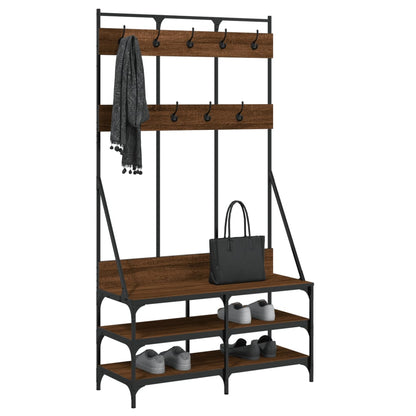 vidaXL Clothes Rack with Shoe Storage Brown Oak 100x40x184 cm 3