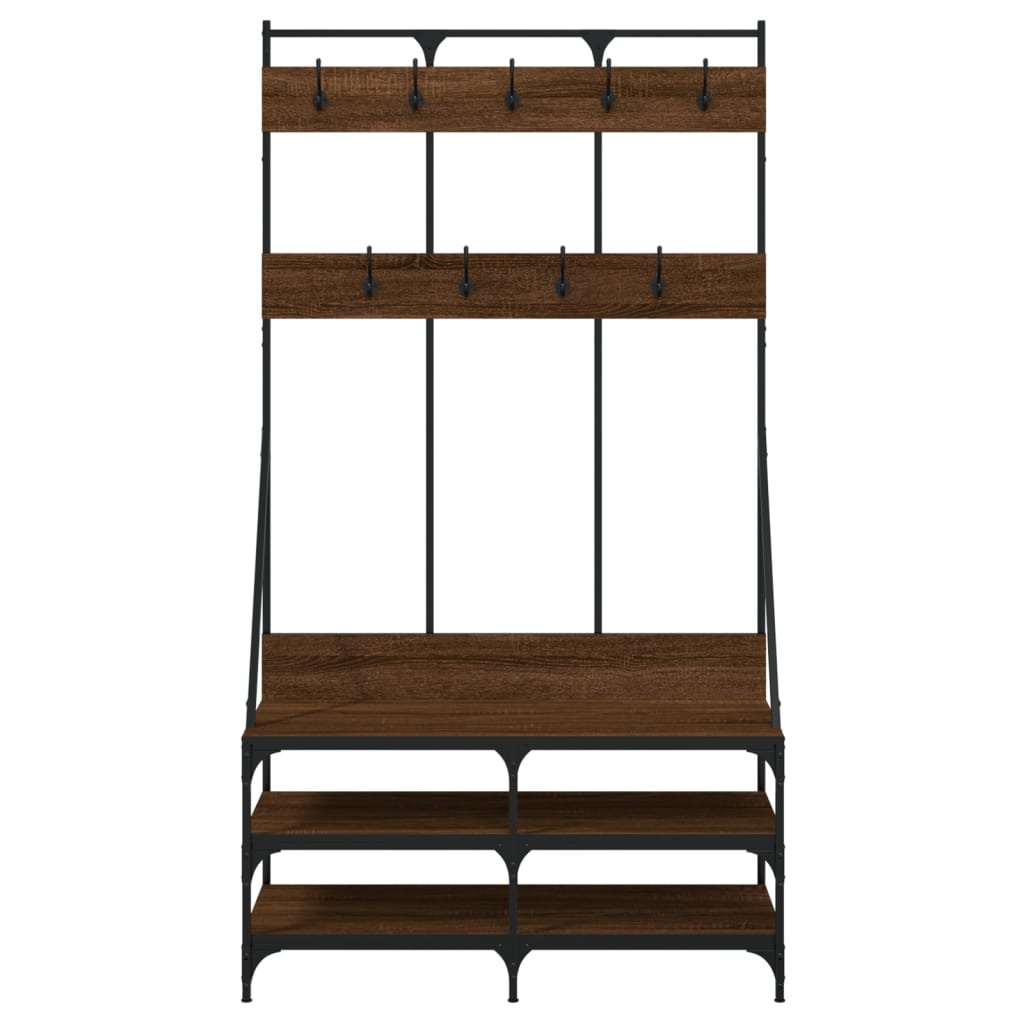 vidaXL Clothes Rack with Shoe Storage Brown Oak 100x40x184 cm 4