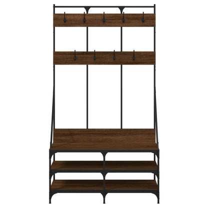 vidaXL Clothes Rack with Shoe Storage Brown Oak 100x40x184 cm 4