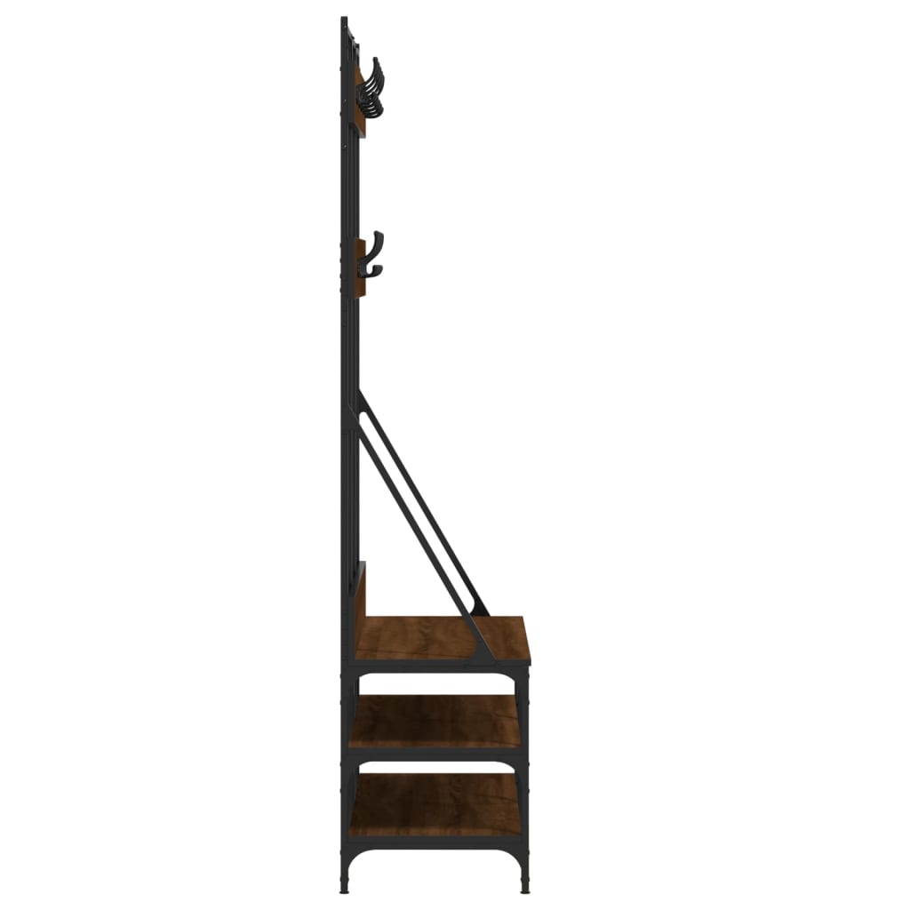 vidaXL Clothes Rack with Shoe Storage Brown Oak 100x40x184 cm 5