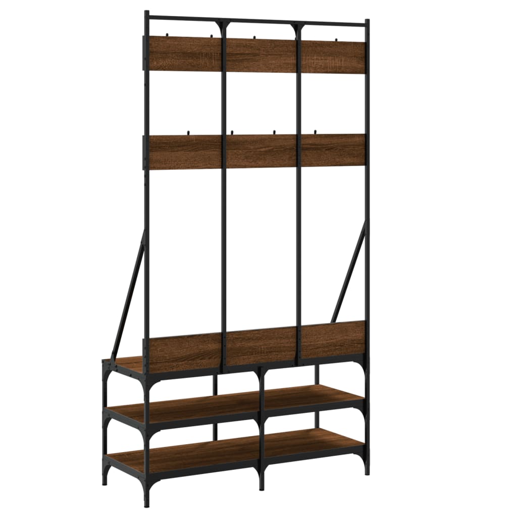 vidaXL Clothes Rack with Shoe Storage Brown Oak 100x40x184 cm 6