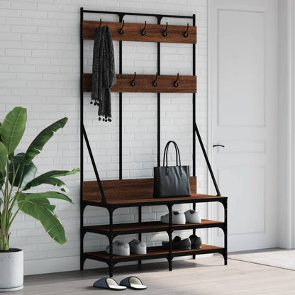 vidaXL Clothes Rack with Shoe Storage Brown Oak 100x40x184 cm 1