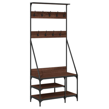 vidaXL Clothes Rack with Shoe Storage Brown Oak 80x40x184 cm 2