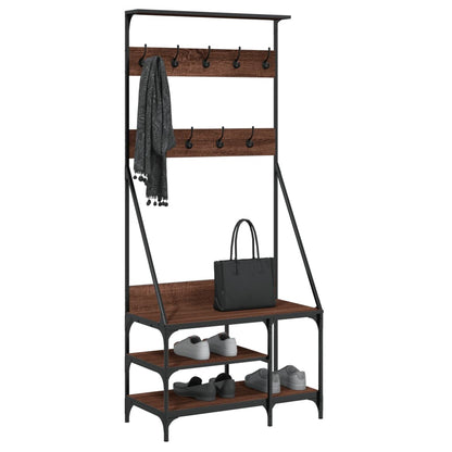 vidaXL Clothes Rack with Shoe Storage Brown Oak 80x40x184 cm 3