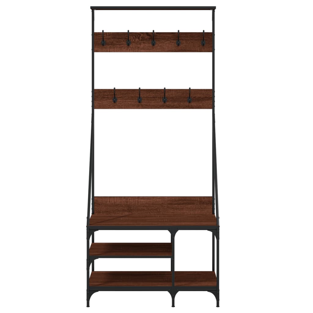 vidaXL Clothes Rack with Shoe Storage Brown Oak 80x40x184 cm 4