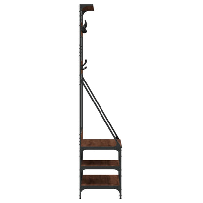 vidaXL Clothes Rack with Shoe Storage Brown Oak 80x40x184 cm 5