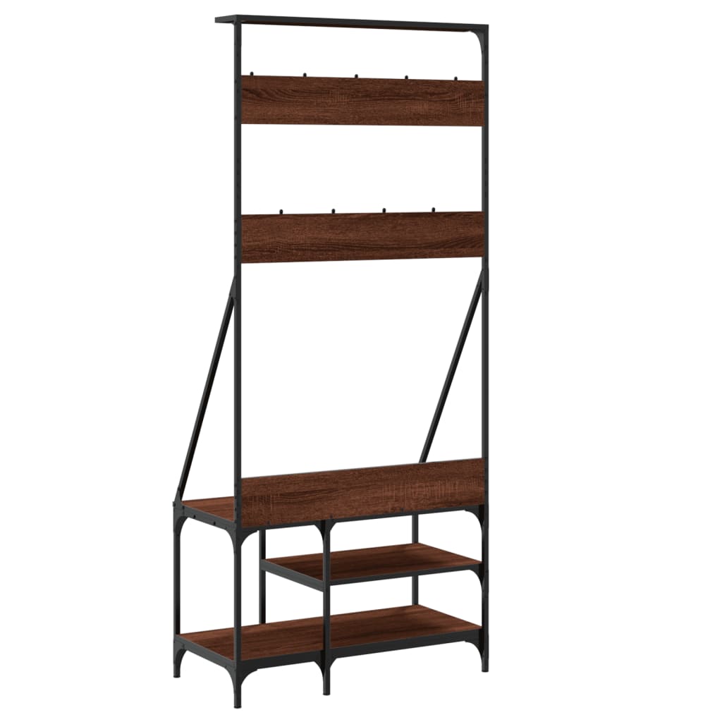 vidaXL Clothes Rack with Shoe Storage Brown Oak 80x40x184 cm 6