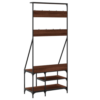 vidaXL Clothes Rack with Shoe Storage Brown Oak 80x40x184 cm 6