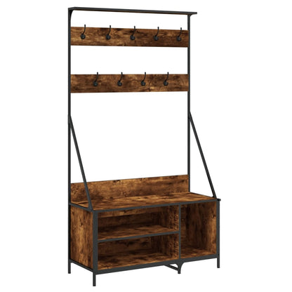 vidaXL Clothes Rack with Shoe Storage Smoked Oak 100x41x184 cm 2