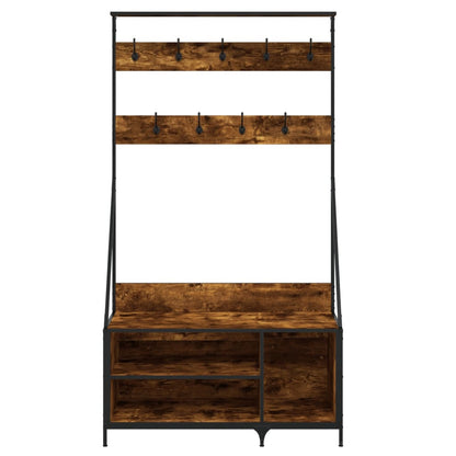 vidaXL Clothes Rack with Shoe Storage Smoked Oak 100x41x184 cm 4