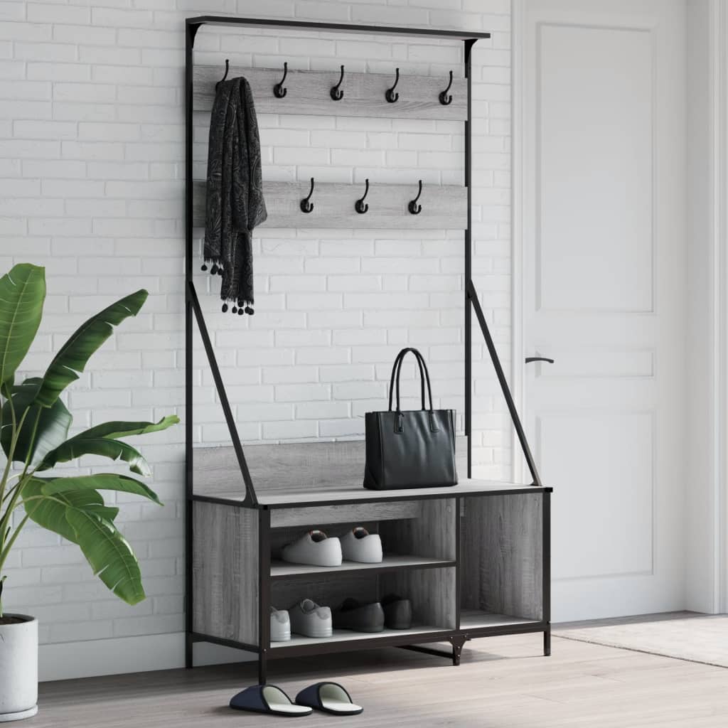 Clothes Rack with Shoe Storage 100x41x184 cm Grey sonoma