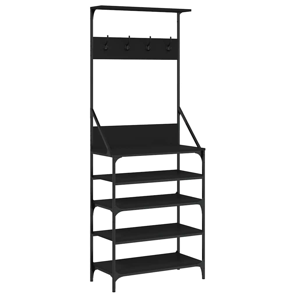 vidaXL Clothes Rack with Shoe Storage Black 70x34x184 cm 2