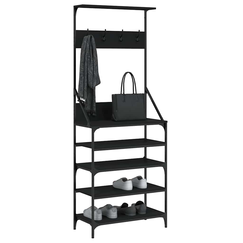 vidaXL Clothes Rack with Shoe Storage Black 70x34x184 cm 3