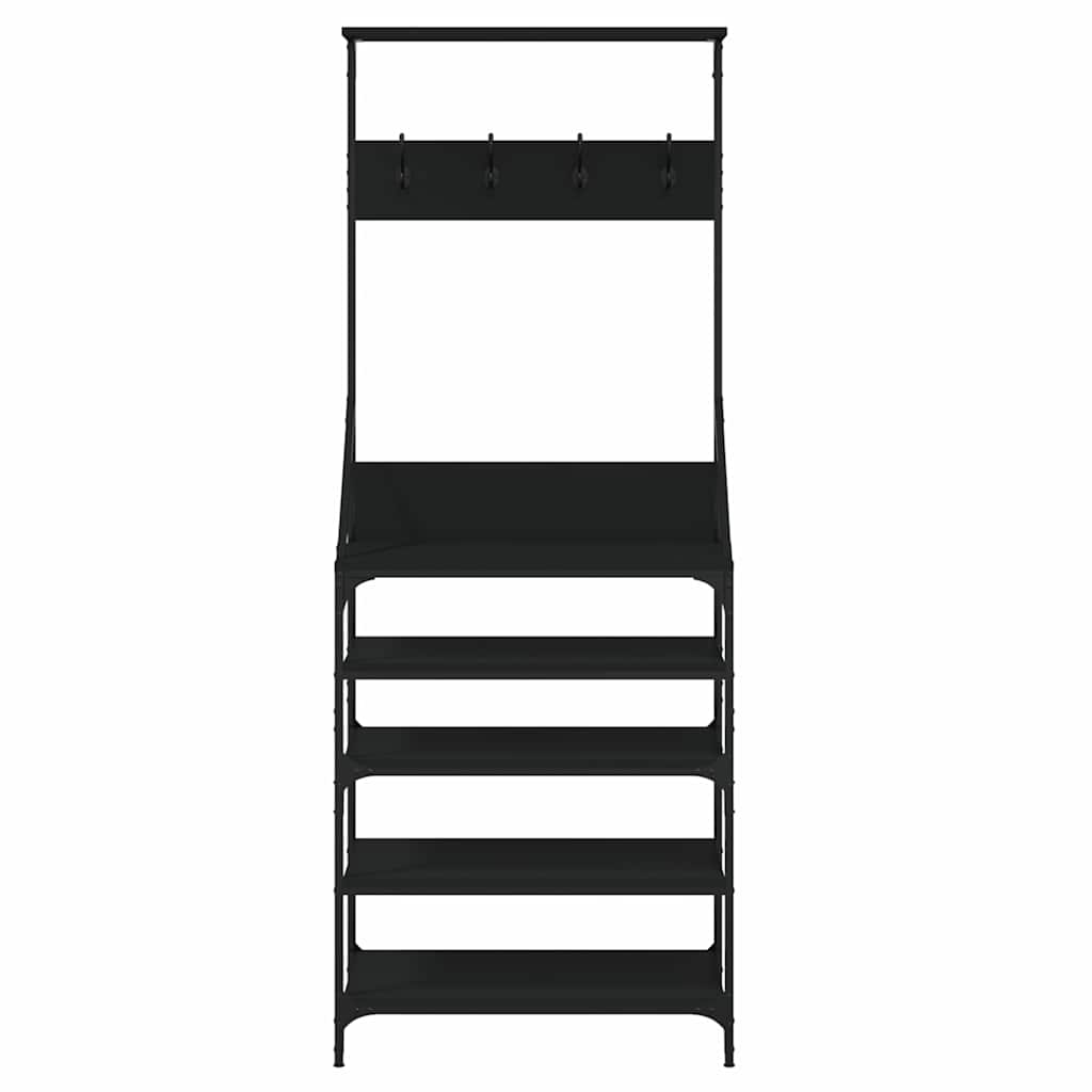 vidaXL Clothes Rack with Shoe Storage Black 70x34x184 cm 4